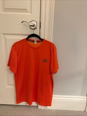 adidas Men’s Bright Orange Crew Neck Short Sleeve Tee